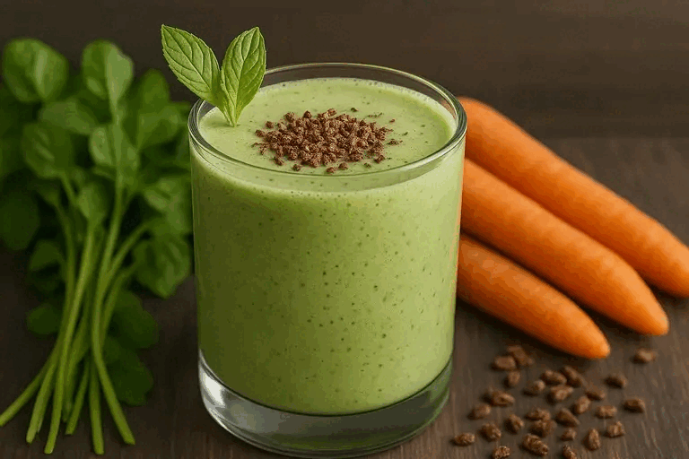 Green spinach and carrot smoothie receipe