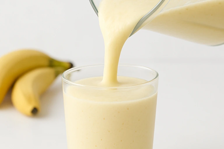Smoothie being poured into glass