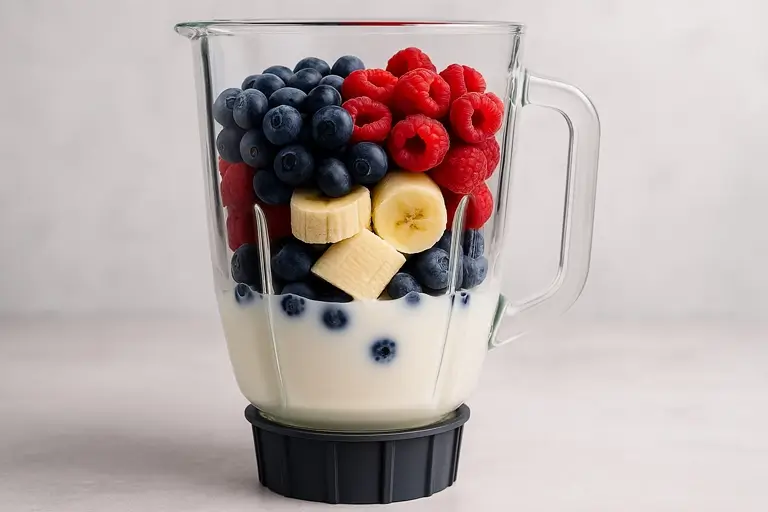 Blender with Raspberry, Blueberry & Banana