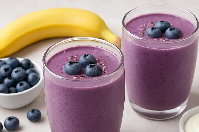 Blueberry smoothie with banana and blueberries
