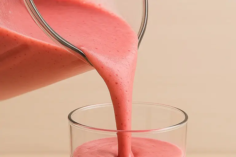 Strawberry smoothie served in a glass