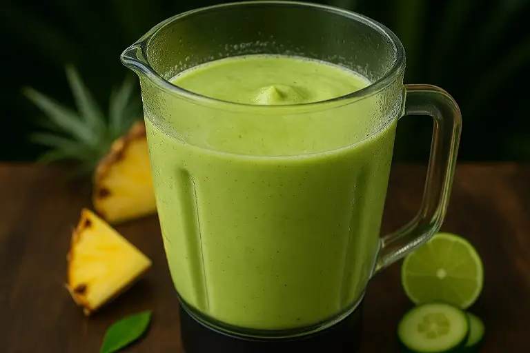 Blender with smoothie ingredients