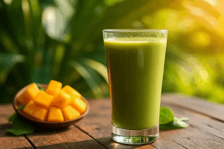 Creamy Mango spinach smoothie recipe.gif