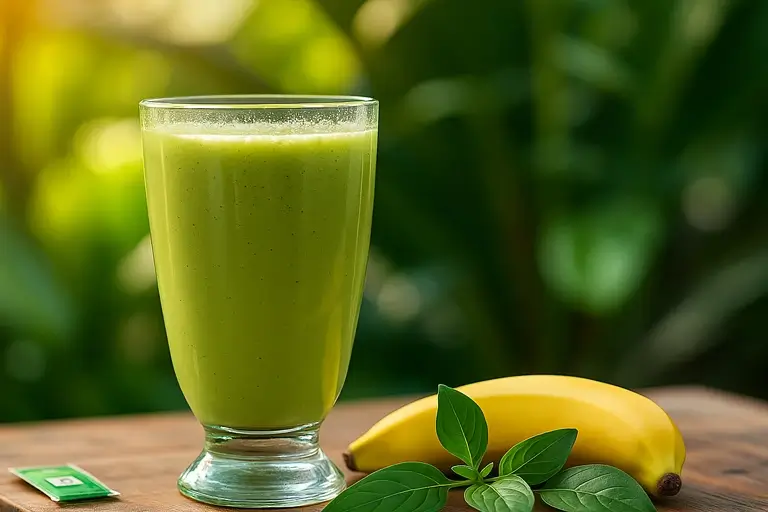 Green tea smoothie ready for serving