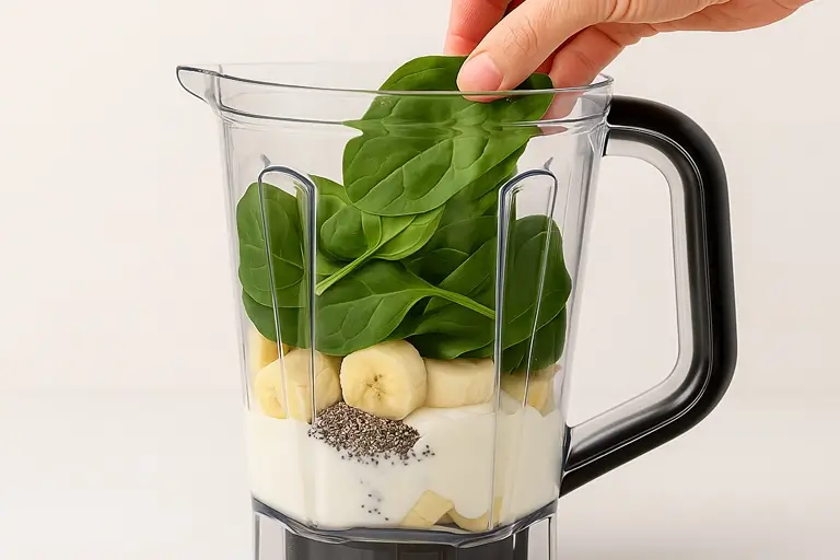 Ingredients inside a blender 