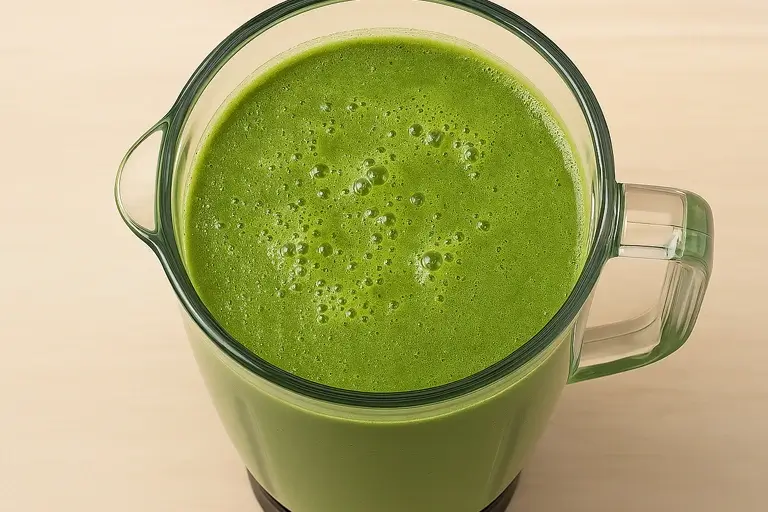 Kale smoothie blending Process