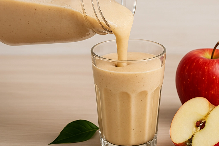 Apple Smoothie being poured into a glass