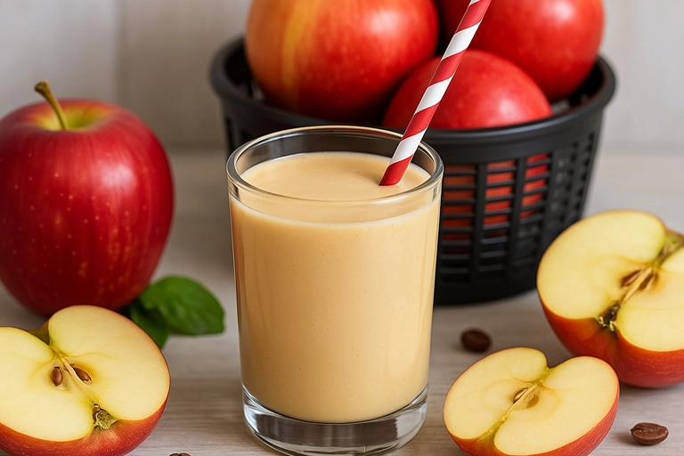 Smoothie served with garnish and a straw