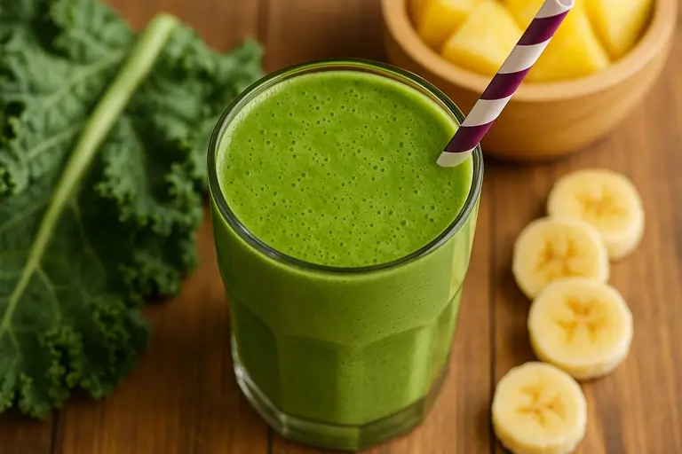 kale smoothie ready to sip