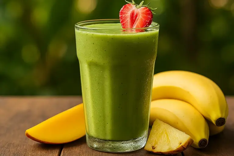 Spinach smoothie ready to sip