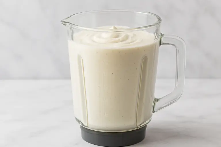 Yogurt smoothie in the blending jar