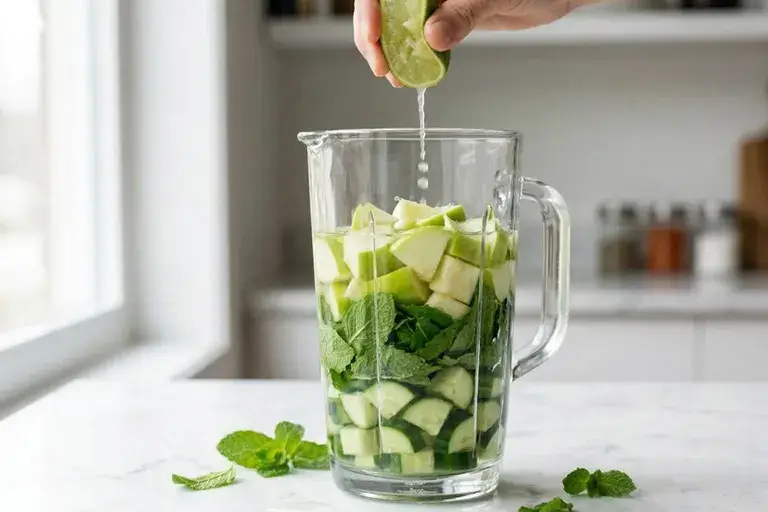 cucumber mint smoothie ingredients in blender