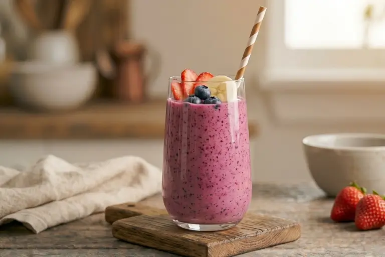 strawberry blueberry banana smoothie ready to drink